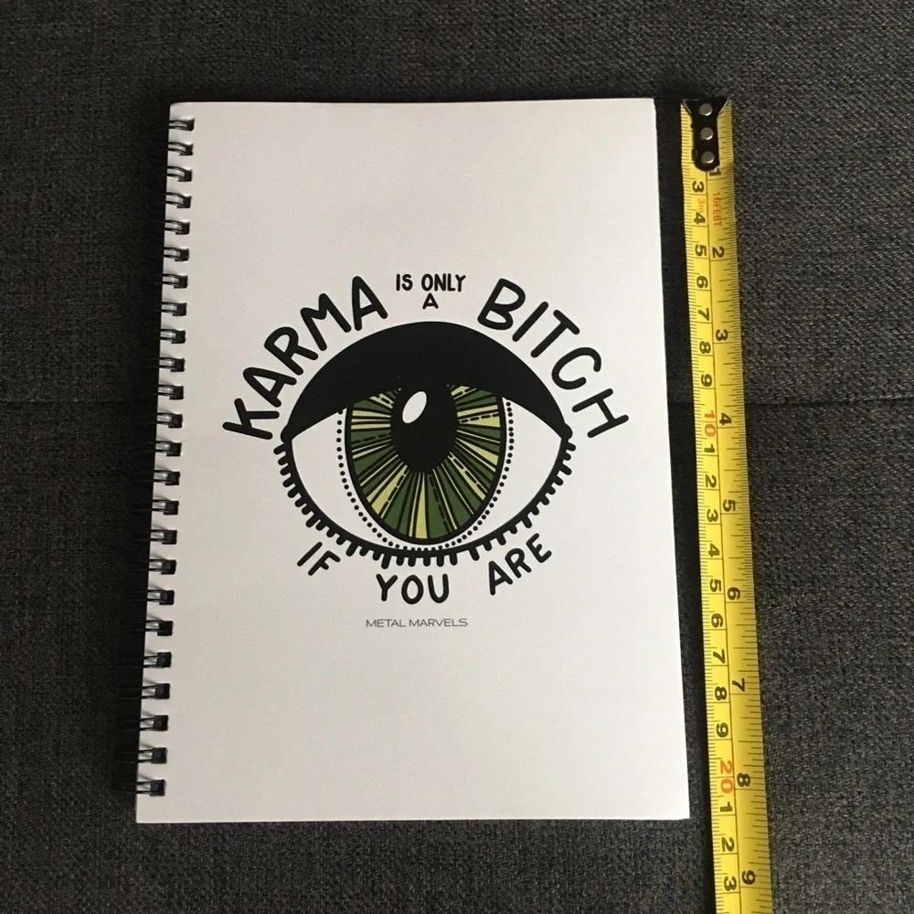 “Karma Is Only A B**** If You Are” Notebook, Journal, White, Green, ~65 pages